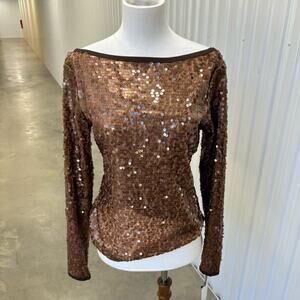 Worth Brown Sequin Blouse‎